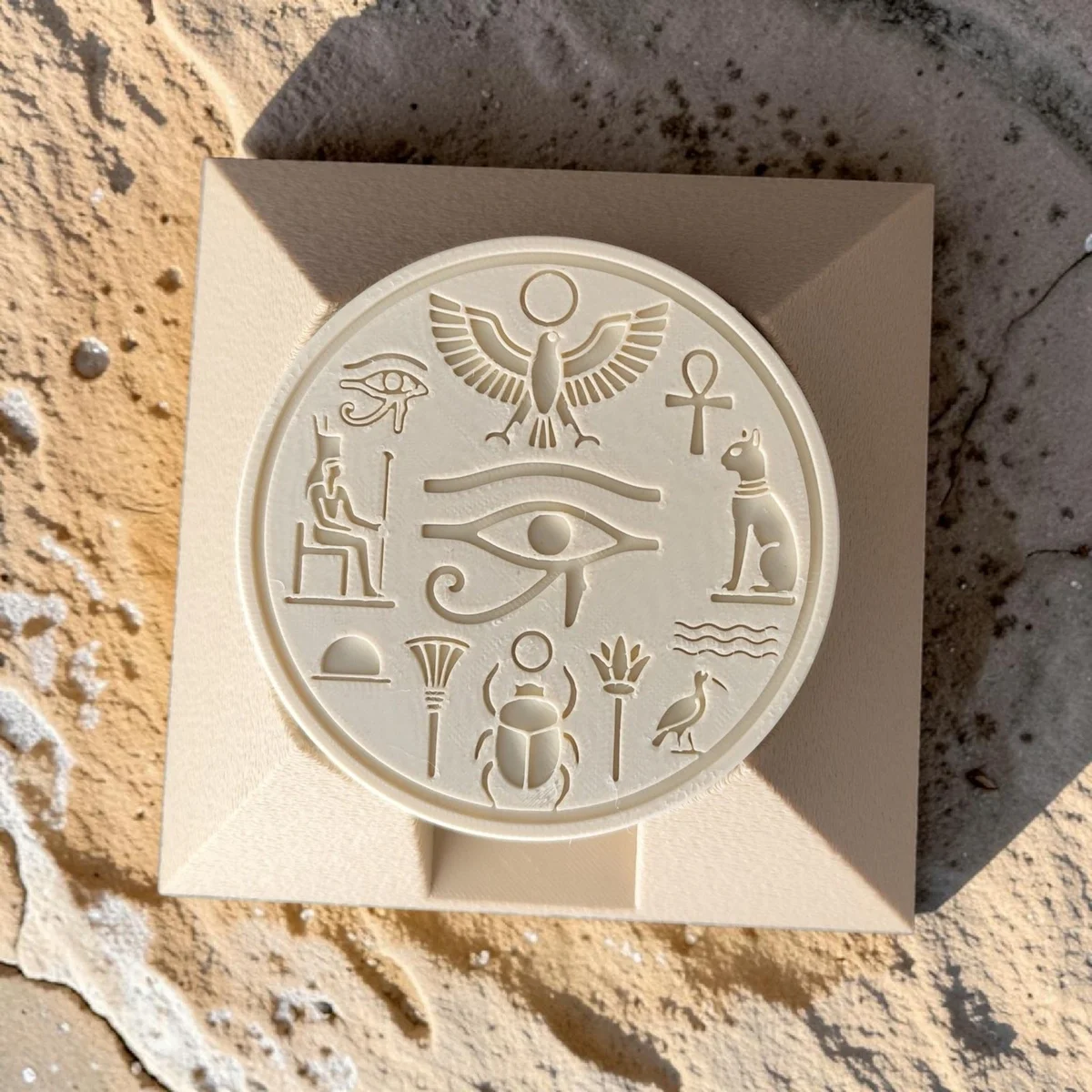 Coaster Set of 6 with Pyramid Holder for Drinks Ancient Egyptian Hieroglyph photo 2