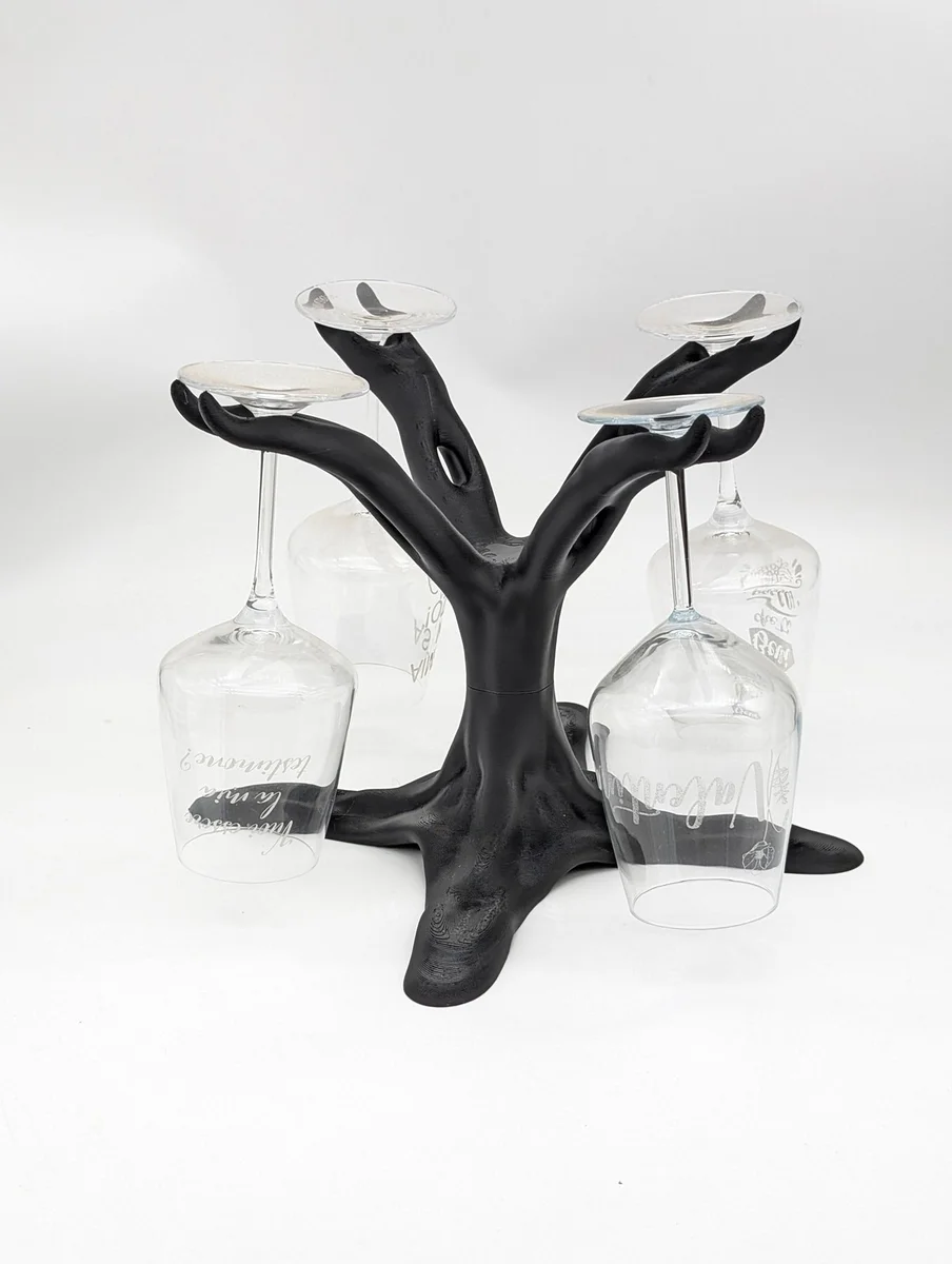 Wine Glass Holder Tree Rack for 4 Glasses Organic Kitchen Display Stand photo 7