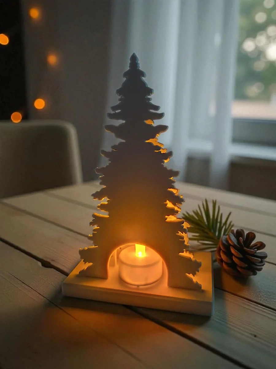 Christmas Decoration LED Tealight Holder with Tree & Reindeer for Home Decor photo 3