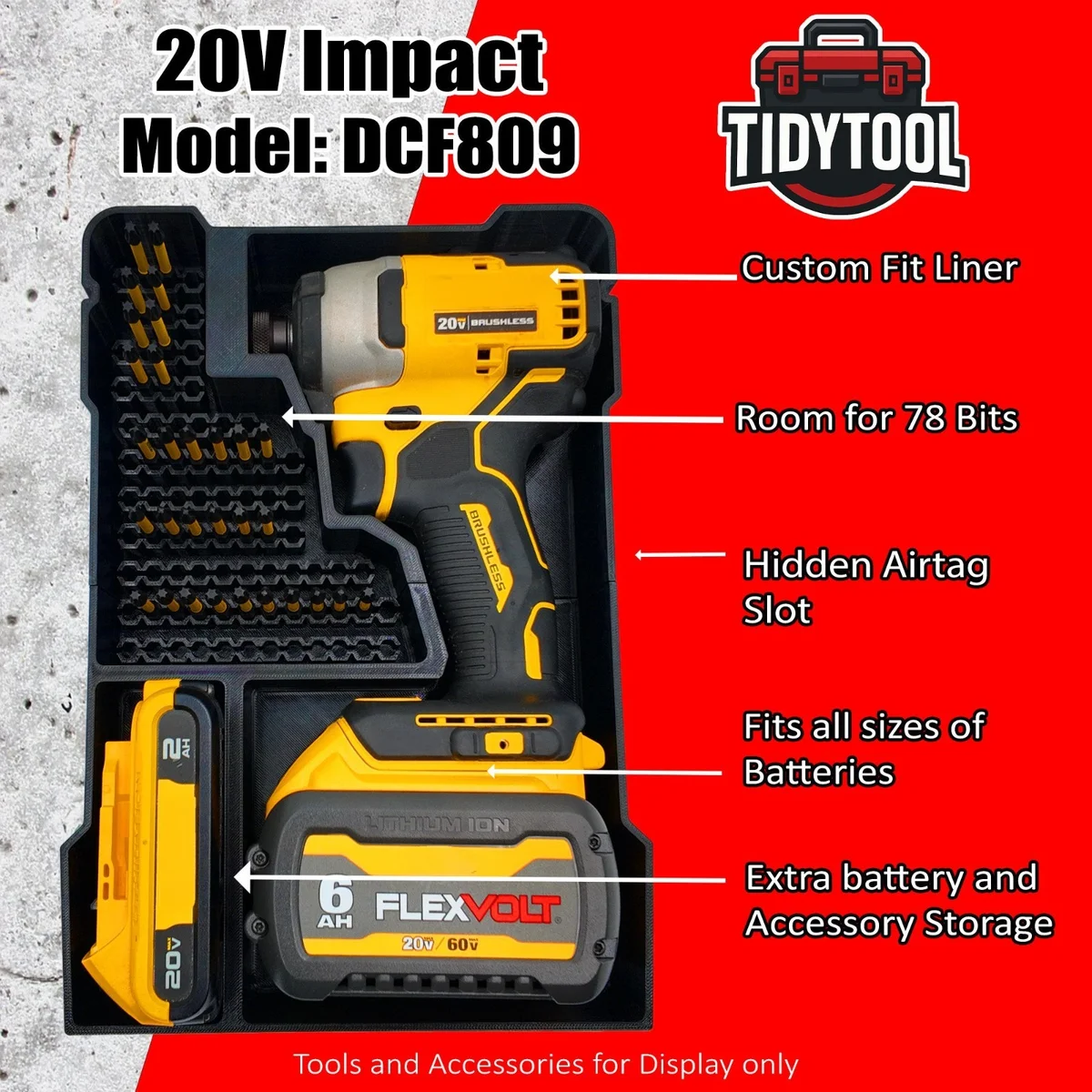 Milwaukee Packout Insert Liner for DeWalt DCF809 Impact Driver 78 Bits AirTag photo 2