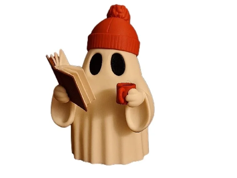 Cute Hipster Reading Ghost Figurine Decoration for Halloween & Autumn photo 1