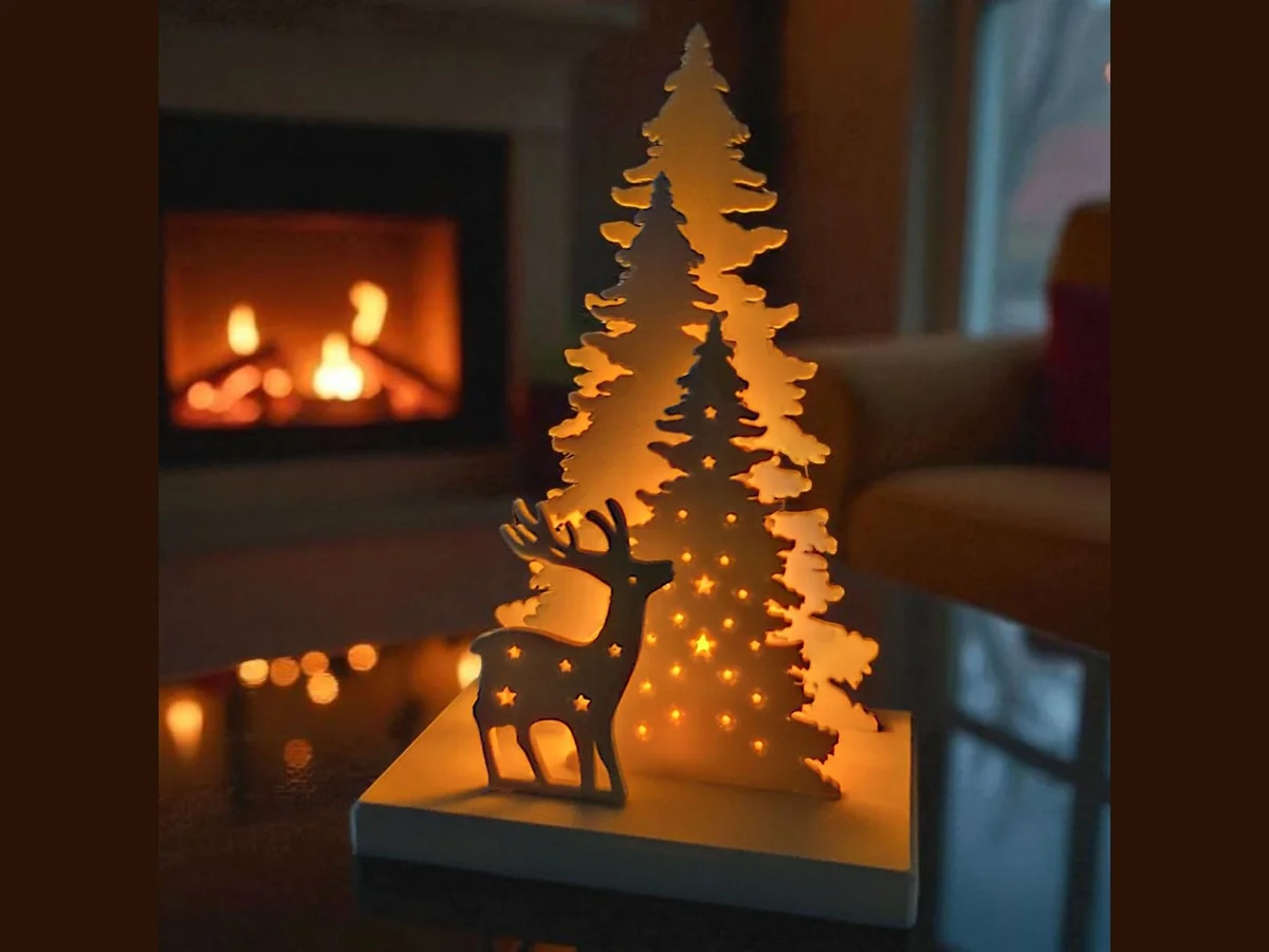 Christmas Decoration LED Tealight Holder with Tree & Reindeer for Home Decor photo 7
