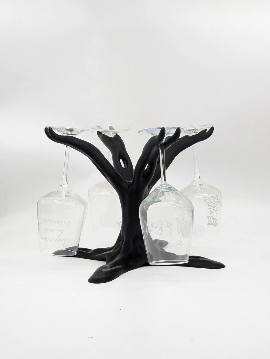 Wine Glass Holder Tree Rack for 4 Glasses Organic Kitchen Display Stand photo 6