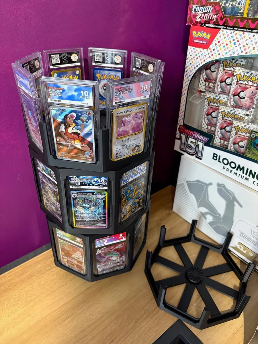 Motorised Rotating Graded Card Slab Display Tower for ACE PSA TAG Holds 24 Slabs photo 4