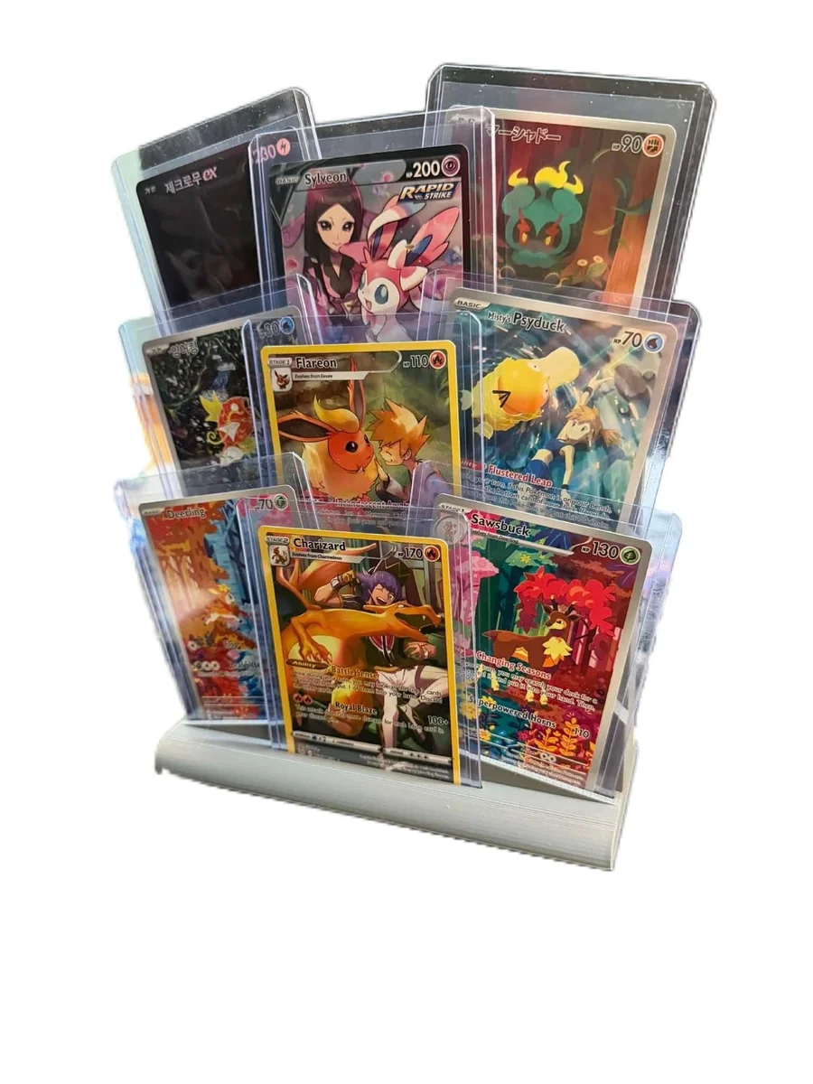 Top Loader Display Stand for 9 Trading Cards Tiered Fan Arrangement photo 2