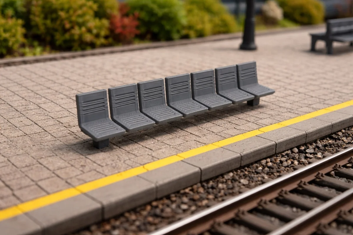 Railway Station Bench for Model Railway Layouts H0 Scale 1:87 photo 3
