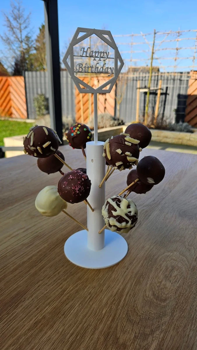Cake Pop Stand with Happy Birthday Topper for Parties photo 2