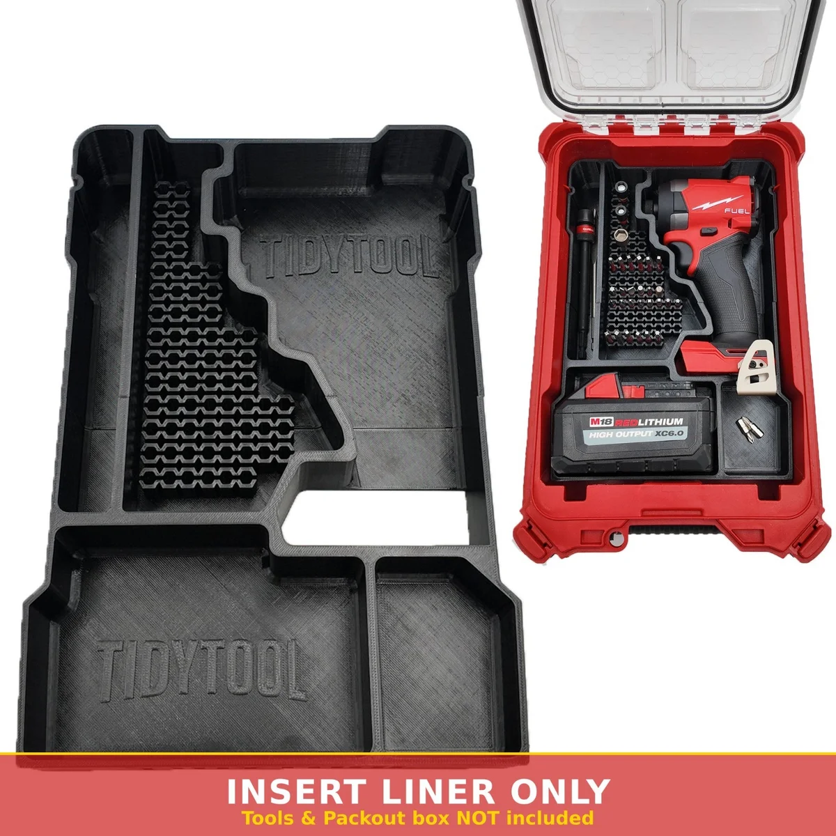 TidyTool Milwaukee Packout Insert Liner for M18 FUEL FID3 Impact Driver Bits photo 1