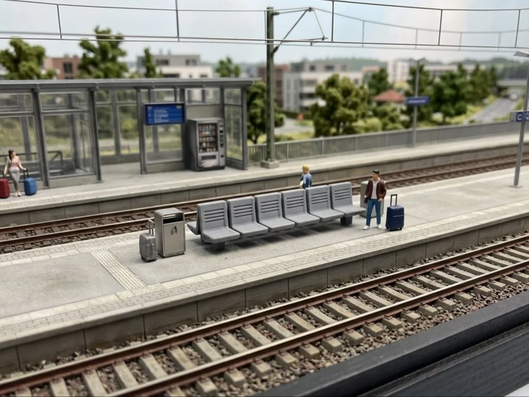 Railway Station Bench for Model Railway Layouts H0 Scale 1:87 photo 1