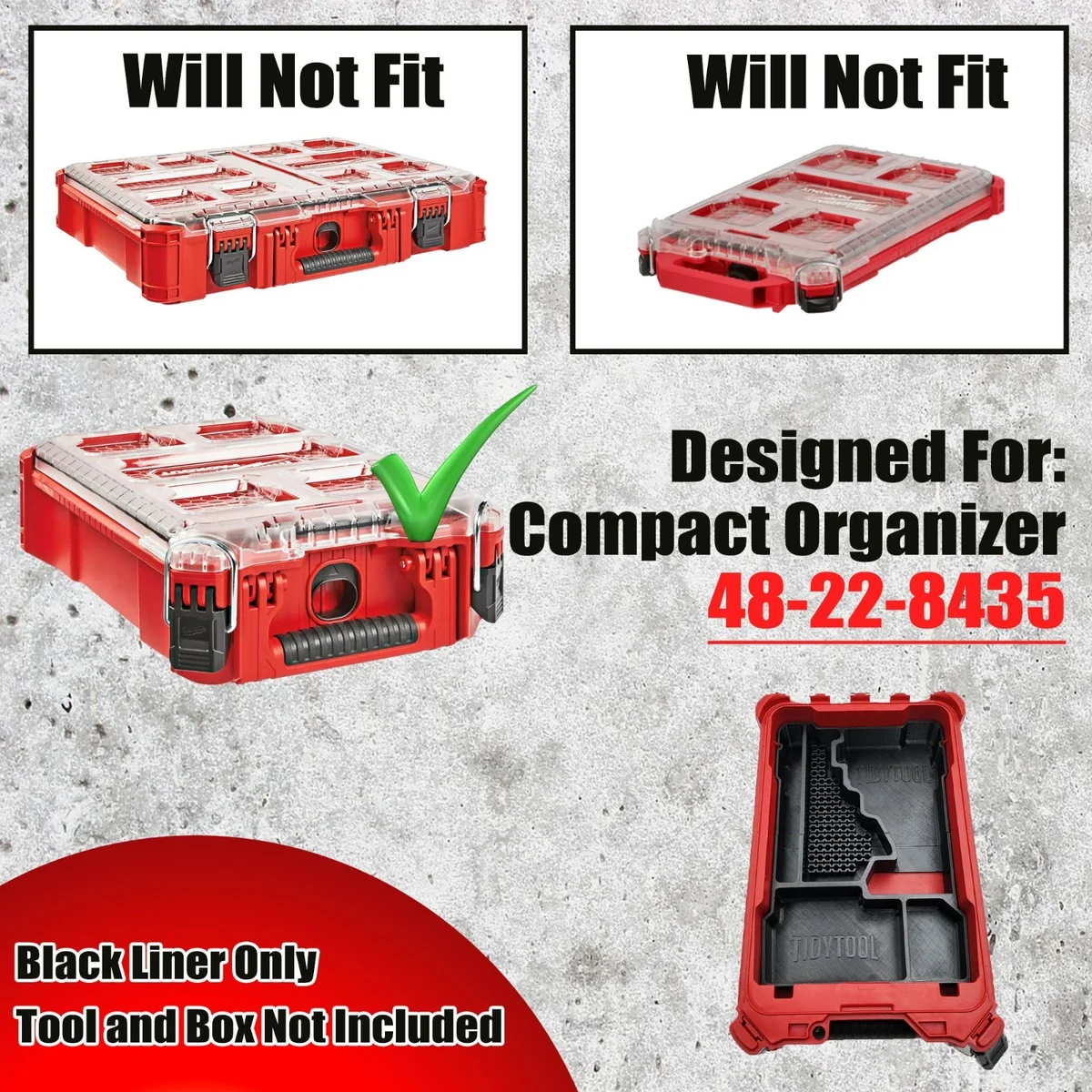 TidyTool Milwaukee Packout Insert Liner for M18 FUEL FID3 Impact Driver Bits photo 7