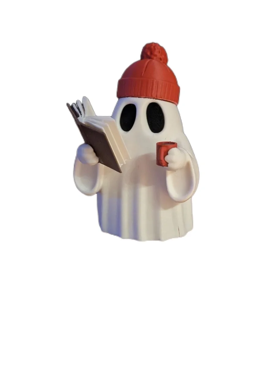 Cute Hipster Reading Ghost Figurine Decoration for Halloween & Autumn photo 2