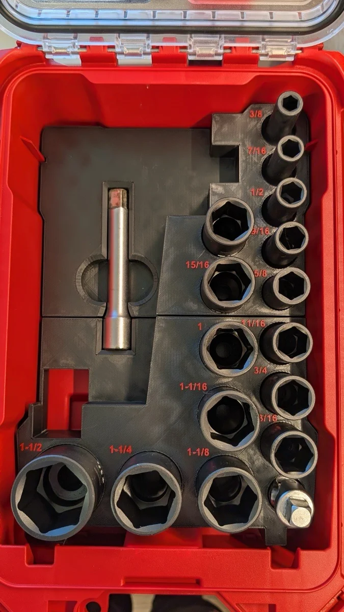 Milwaukee Packout Insert Liner for M18 Mid-Torque Impact Wrench 15pc SAE Socket photo 2