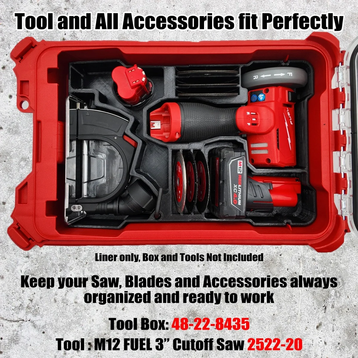 Milwaukee Packout Insert Liner ONLY for M12 FUEL 3" Compact Cut Off Tool 2522-20 photo 5