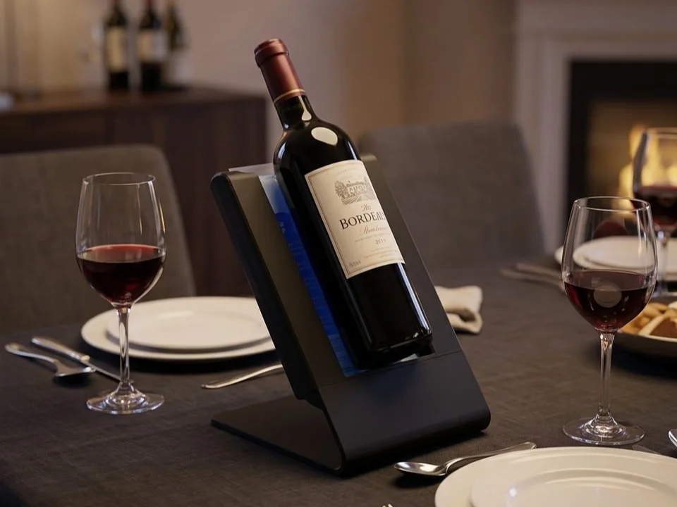 Tabletop Wine Cooler for Wine Bottle with Ice Pack Slot Angled Chiller Stand photo 1