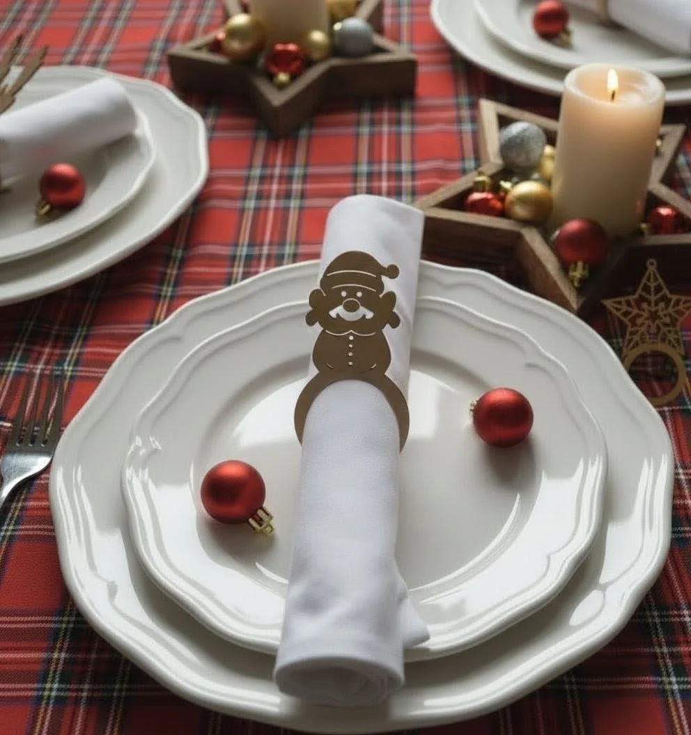 Set of 6 Christmas Napkin Rings for Festive Holiday Table Decor photo 2