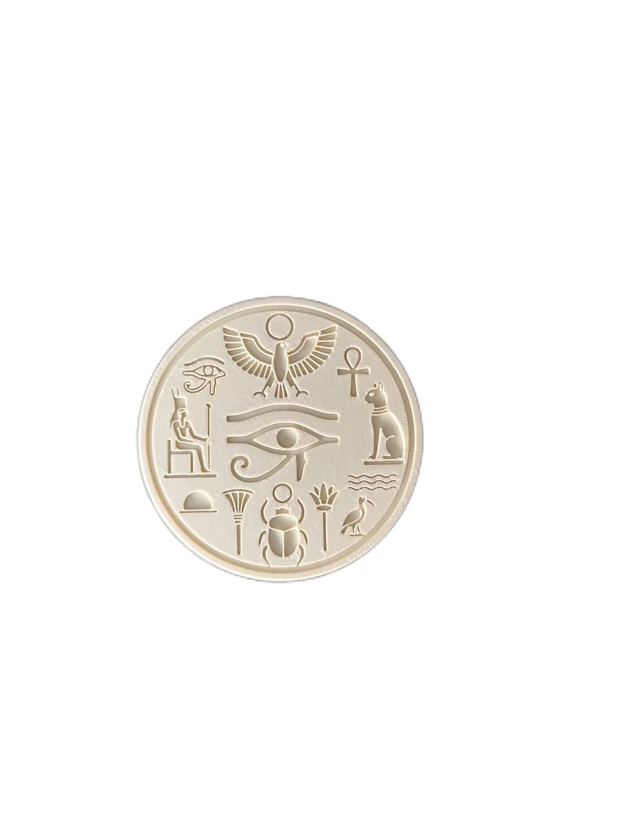 Coaster Set of 6 with Pyramid Holder for Drinks Ancient Egyptian Hieroglyph photo 6