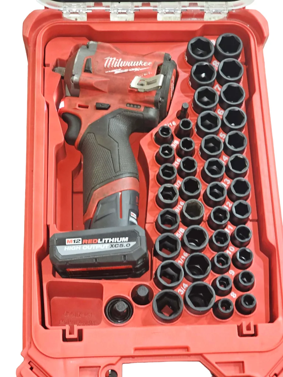 Milwaukee Packout Insert Liner for M12 Impact Wrench 43pc 3/8" Socket Organiser photo 1