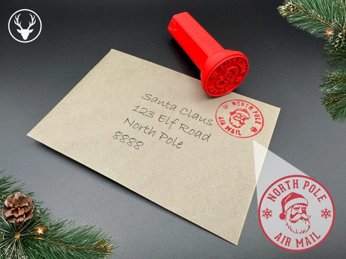Christmas Stamp for Kids Letters to Santa North Pole Air Mail with Ink Pad photo 1