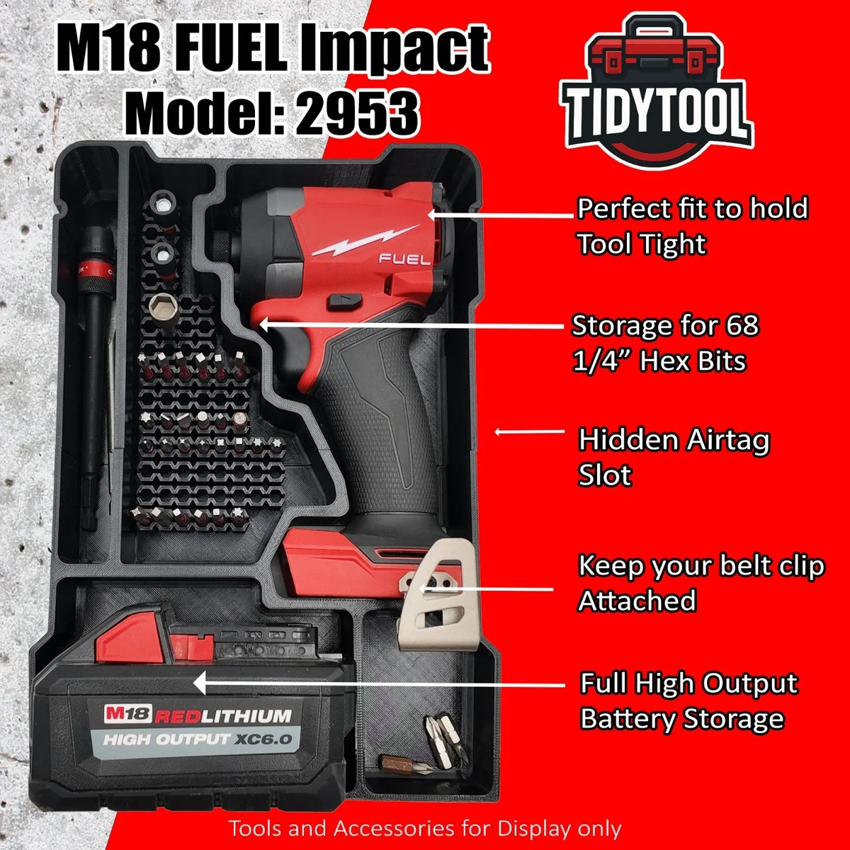 TidyTool Milwaukee Packout Insert Liner for M18 FUEL FID3 Impact Driver Bits photo 2