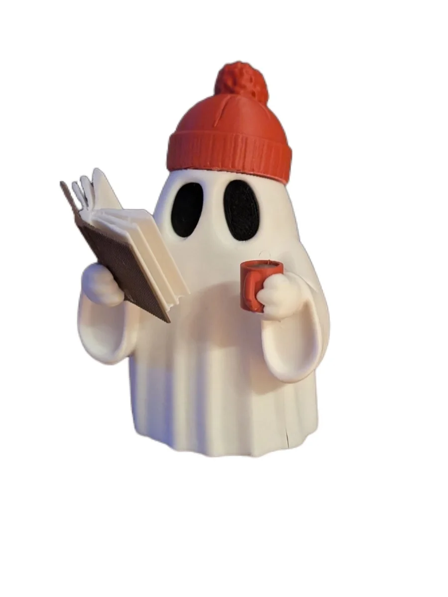 Cute Hipster Reading Ghost Figurine Decoration for Halloween & Autumn photo 3