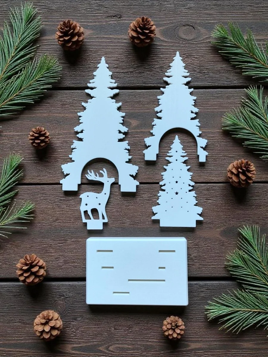 Christmas Decoration LED Tealight Holder with Tree & Reindeer for Home Decor photo 4
