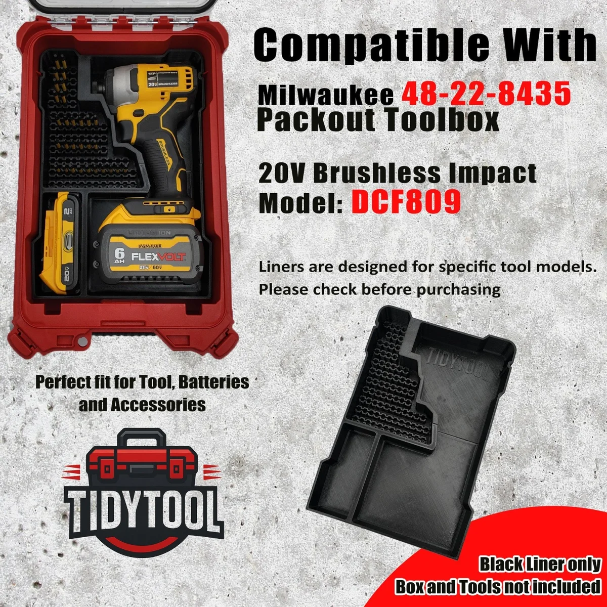 Milwaukee Packout Insert Liner for DeWalt DCF809 Impact Driver 78 Bits AirTag photo 3