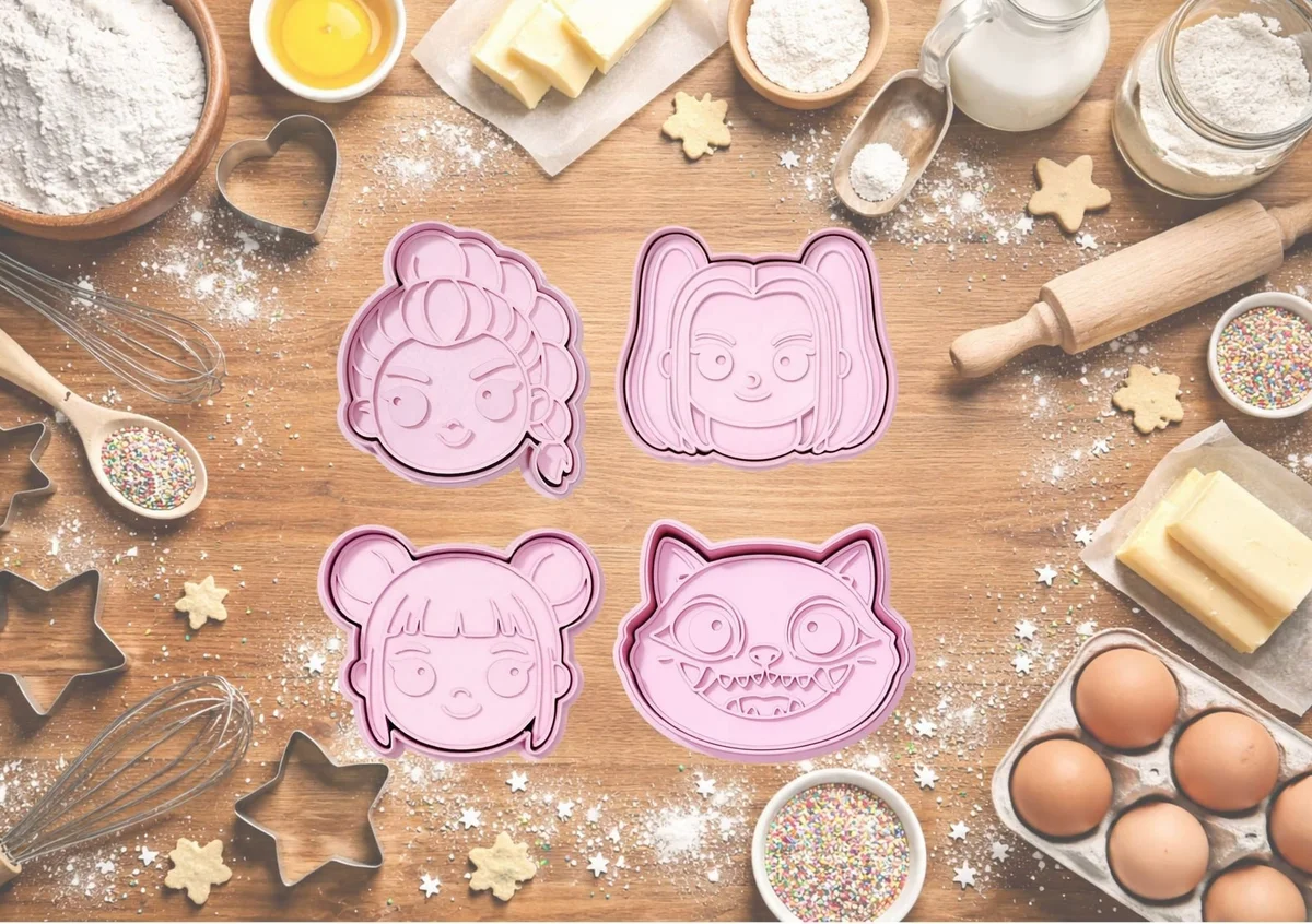 Cookie Cutter Set K-Pop Theme 4 Designs for Baking & Fondant Pink photo 2