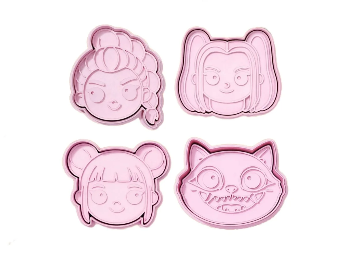 Cookie Cutter Set K-Pop Theme 4 Designs for Baking & Fondant Pink