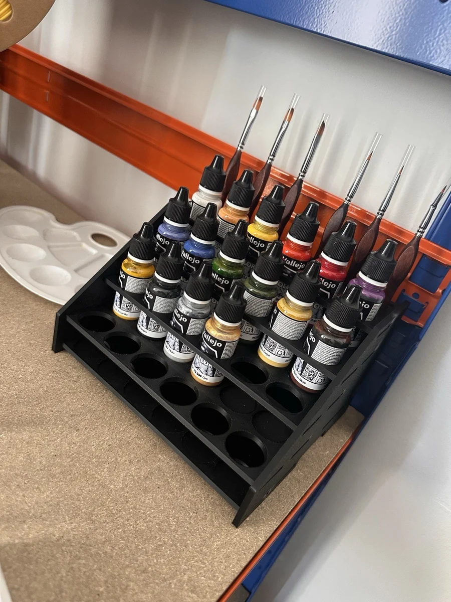 Paint Bottle &amp; Brush Rack for Vallejo Army Painter Acrylics 24 Bottles photo 1