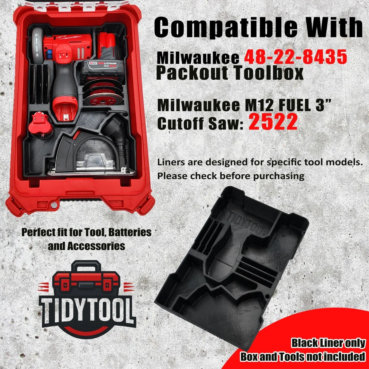Milwaukee Packout Insert Liner ONLY for M12 FUEL 3" Compact Cut Off Tool 2522-20 photo 7